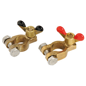 Pair of bronze clips for batteries